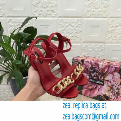 Dolce  &  Gabbana Heel 10.5cm Leather Chain Sandals Red 2021